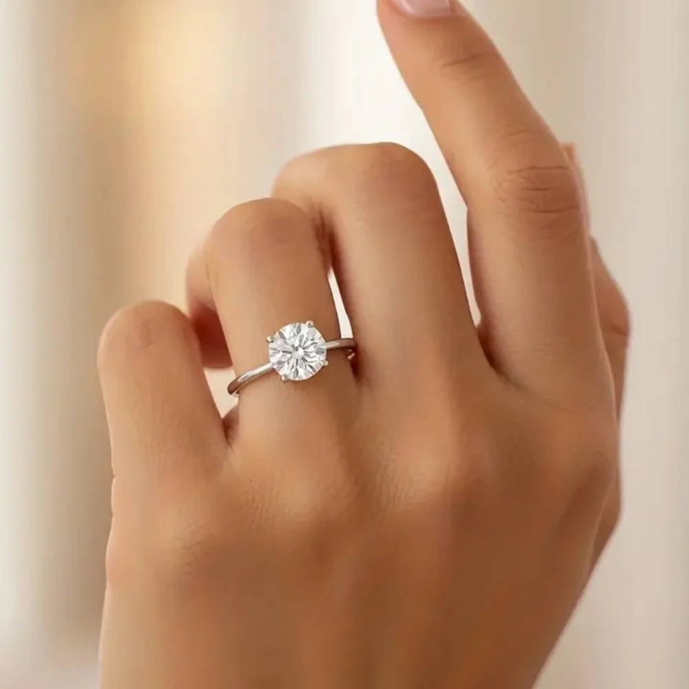 S925 Sterling Silver 2CT CZ Solitaire Ring - Size 6 - NWT
